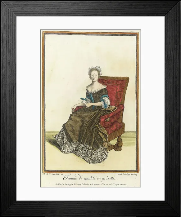 Framed Print : Recueil des modes de la cour de France, Femme de Qualité en Grisette, 1683. Creator: Jean de Dieu Framed Print : Recueil des modes de la cour de France, Femme de Qualité en Grisette, 1683. Creator: Jean de Dieu