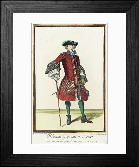 Framed Print : Recueil des modes de la cour de France, Homme de Qualité en Surtout, 1684. Creator: Jean de Dieu Framed Print : Recueil des modes de la cour de France, Homme de Qualité en Surtout, 1684. Creator: Jean de Dieu