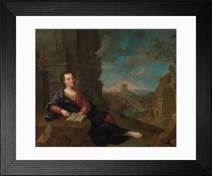 Framed Print : Johann Joachim Winckelmann (1717-1768) Shown against an Italian Landscape, Early 19th cen.. Creator: Anonymous Framed Print : Johann Joachim Winckelmann (1717-1768) Shown against an Italian Landscape, Early 19th cen.. Creator: Anonymous