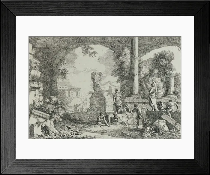 Framed Print : Landscape with Ruins and a Headless Statue, after 1720. Creator: Marco Ricci Framed Print : Landscape with Ruins and a Headless Statue, after 1720. Creator: Marco Ricci