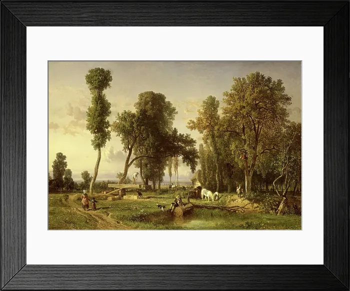 Framed Print : View at La Ferté-Saint-Aubin, near Orléans, 1837. Creator: Constant Troyon Framed Print : View at La Ferté-Saint-Aubin, near Orléans, 1837. Creator: Constant Troyon