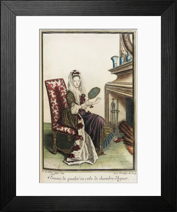 Framed Print : Recueil des modes de la cour de France, Femme de Qualité en Robe de Chambre d'Hyuer, 1685. Creator: Jean de Dieu Framed Print : Recueil des modes de la cour de France, Femme de Qualité en Robe de Chambre d'Hyuer, 1685. Creator: Jean de Dieu