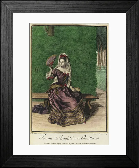 Framed Print : Recueil des modes de la cour de France, Femme de Qualité aux Thuilleries, 1686. Creator: Jean de Dieu Framed Print : Recueil des modes de la cour de France, Femme de Qualité aux Thuilleries, 1686. Creator: Jean de Dieu