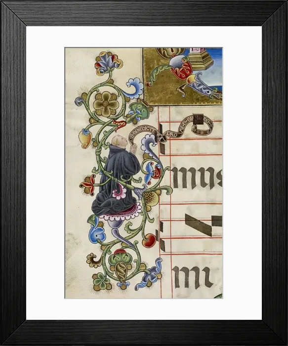 Framed Print : Praying cleric - detail from an antiphonary, c1505. Creator: Unknown Framed Print : Praying cleric - detail from an antiphonary, c1505. Creator: Unknown