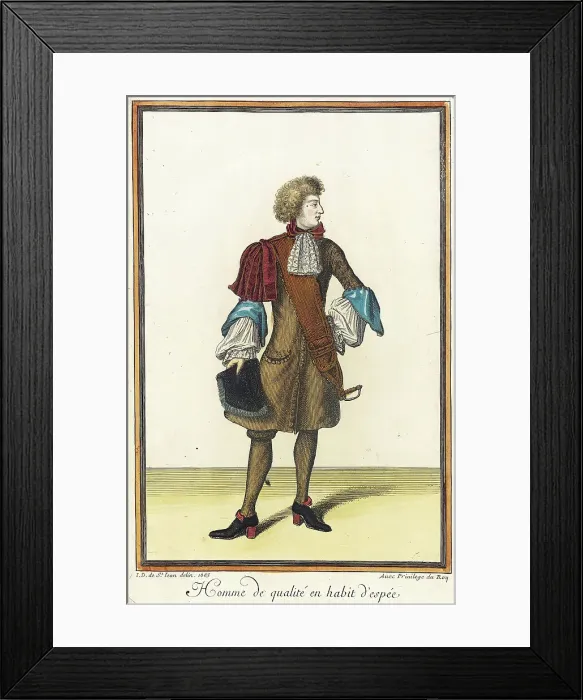 Framed Print : Recueil des modes de la cour de France, Homme de Qualité en Habit d'Espée, 1683. Creator: Jean de Dieu Framed Print : Recueil des modes de la cour de France, Homme de Qualité en Habit d'Espée, 1683. Creator: Jean de Dieu