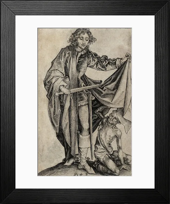 Framed Print : St. Martin Dividing His Cloak (image 1 of 2), c1480. Creator: Martin Schongauer Framed Print : St. Martin Dividing His Cloak (image 1 of 2), c1480. Creator: Martin Schongauer