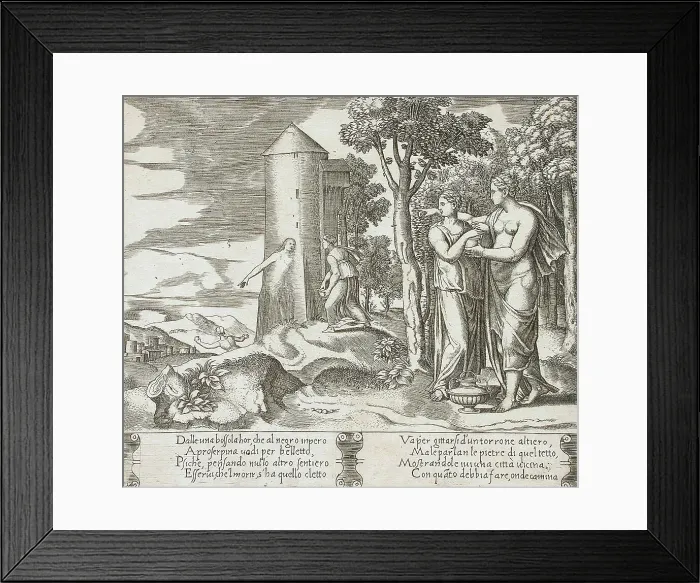 Framed Print : Venus with Psyche pointing to the underworld, between 1520 and 1535. Creator: Master of the Die Framed Print : Venus with Psyche pointing to the underworld, between 1520 and 1535. Creator: Master of the Die