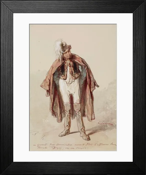 Framed Print : Man in Costume, 1859-1860. Creator: Paul Gavarni Framed Print : Man in Costume, 1859-1860. Creator: Paul Gavarni
