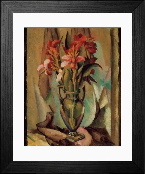 Framed Print : Flowers in a Handled Vase, between c1919 and c1922. Creator: Edward Middleton Manigault