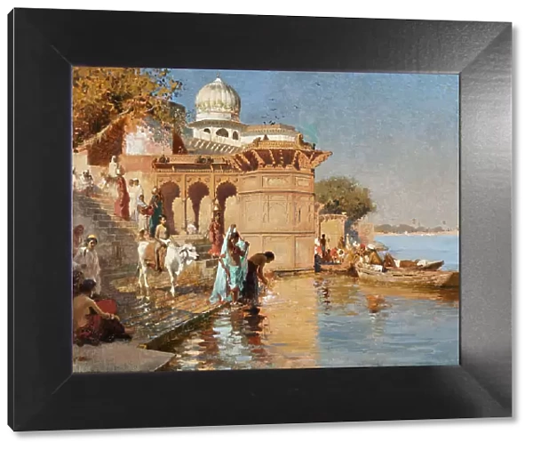 Along the Ghats, Mathura, c1880. Creator: Edwin Lord Weeks