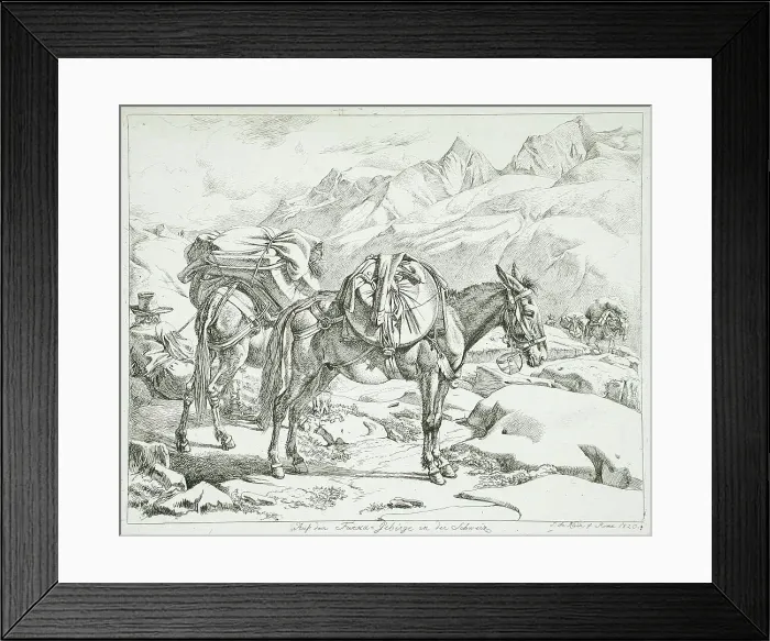 Framed Print : Furka Mountains, Switzerland, 1820. Creator: Johann Adam Klein Framed Print : Furka Mountains, Switzerland, 1820. Creator: Johann Adam Klein