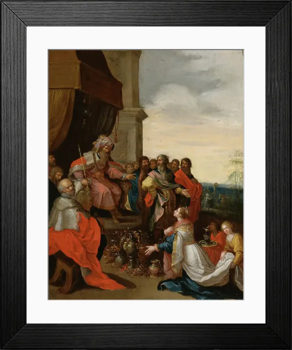 Framed Print : King Solomon Receiving the Queen of Sheba, 1620-1629. Creator: Frans Francken II Framed Print : King Solomon Receiving the Queen of Sheba, 1620-1629. Creator: Frans Francken II