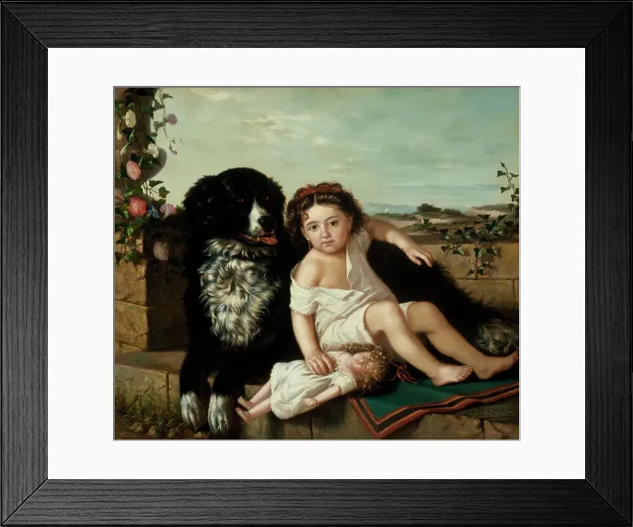 Framed Print : Portrait of a Girl wth Dog, 1879. Creator: Ernest-Étienne Narjot de Francheville Framed Print : Portrait of a Girl wth Dog, 1879. Creator: Ernest-Étienne Narjot de Francheville