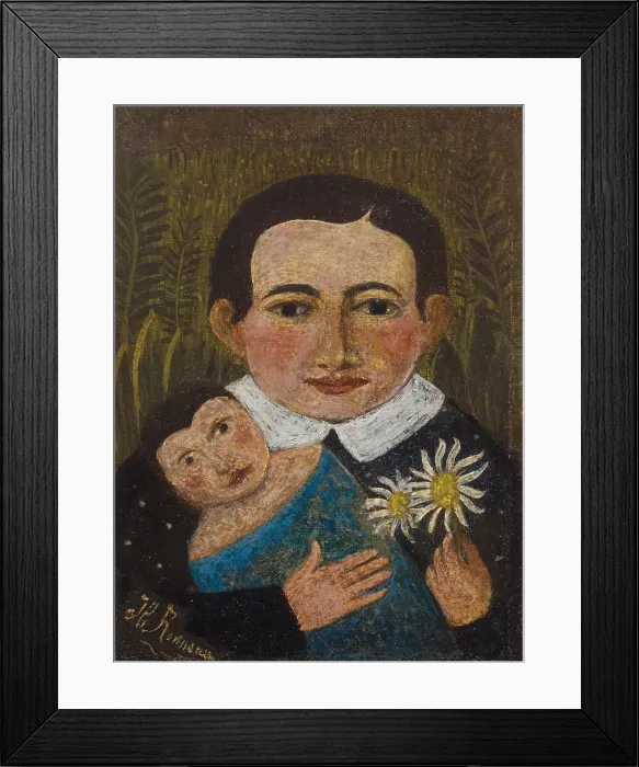 Framed Print : La petite fille à la poupée et aux deux marguerites (The little girl with the doll and... c.1890. Creator: Rousseau, Henri Julien Félix (1844-1910) Framed Print : La petite fille à la poupée et aux deux marguerites (The little girl with the doll and... c.1890. Creator: Rousseau, Henri Julien Félix (1844-1910)