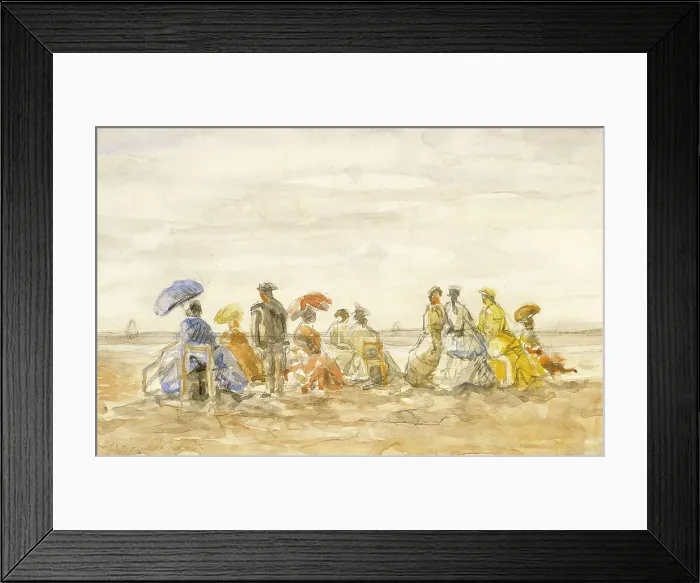 Framed Print : Figures on the Beach at Trouville, 1885. Creator: Eugene Louis Boudin Framed Print : Figures on the Beach at Trouville, 1885. Creator: Eugene Louis Boudin