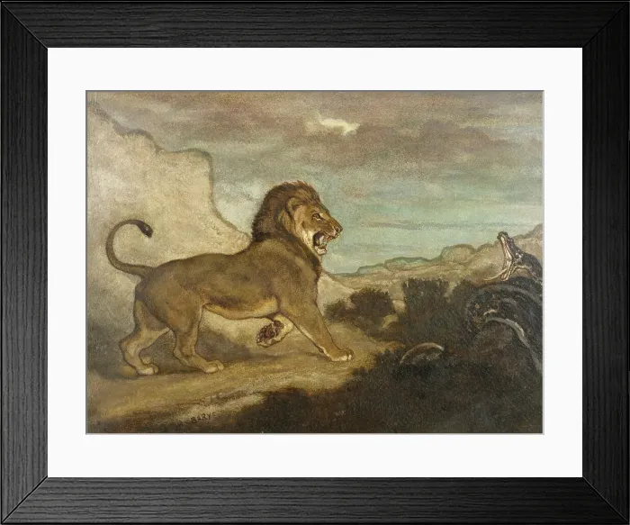 Framed Print : Lion and Python, c1863. Creator: Antoine-Louis Barye Framed Print : Lion and Python, c1863. Creator: Antoine-Louis Barye