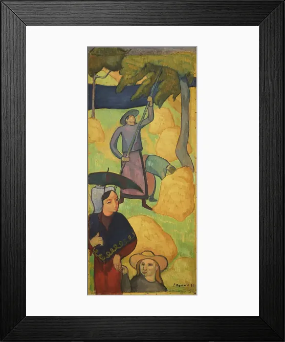 Framed Print : Le Gaulage des pommes, 1890. Creator: Bernard, Émile (1868-1941) Framed Print : Le Gaulage des pommes, 1890. Creator: Bernard, Émile (1868-1941)