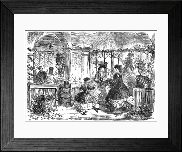 Framed Print : The Font and the Flowers - drawn by J. Leech, 1860. Creator: Joseph Swain. The Font and the Flowers - drawn by J. Leech, 1860. Creator: Joseph Swain Framed Print : The Font and the Flowers - drawn by J. Leech, 1860. Creator: Joseph Swain. The Font and the Flowers - drawn by J. Leech, 1860. Creator: Joseph Swain