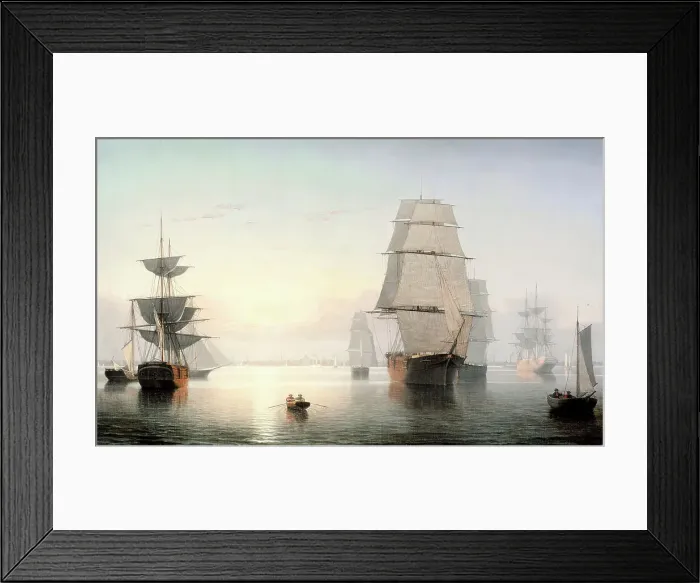 Framed Print : Boston Harbor, Sunset, between 1850 and 1855. Creator: Fitz Hugh Lane Framed Print : Boston Harbor, Sunset, between 1850 and 1855. Creator: Fitz Hugh Lane