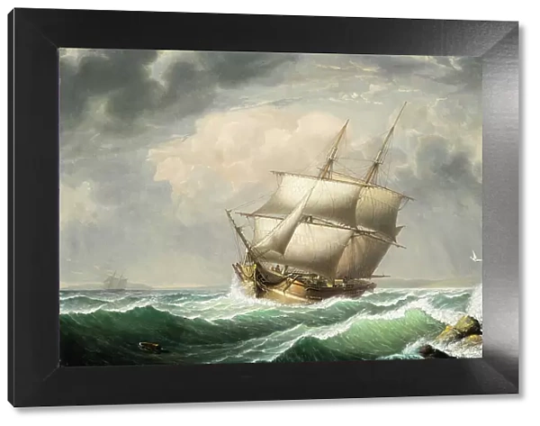 Brig Off the Maine Coast (image 1 of 2), 1851. Creator: Fitz Hugh Lane