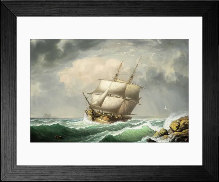 Framed Print : Brig Off the Maine Coast (image 1 of 2), 1851. Creator: Fitz Hugh Lane Framed Print : Brig Off the Maine Coast (image 1 of 2), 1851. Creator: Fitz Hugh Lane