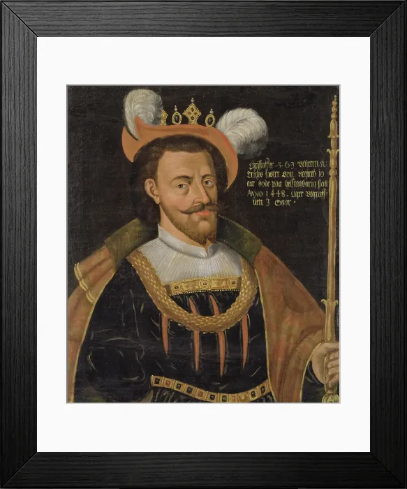 Framed Print : Kristoffer, 1418-48, of Bavaria king of Denmark Norway and Sweden, c15th century. Creator: Unknown Framed Print : Kristoffer, 1418-48, of Bavaria king of Denmark Norway and Sweden, c15th century. Creator: Unknown