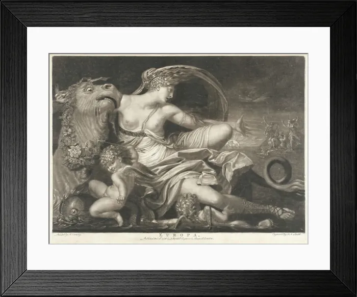 Framed Print : Europa, 1776. Creator: John Raphael Smith Framed Print : Europa, 1776. Creator: John Raphael Smith