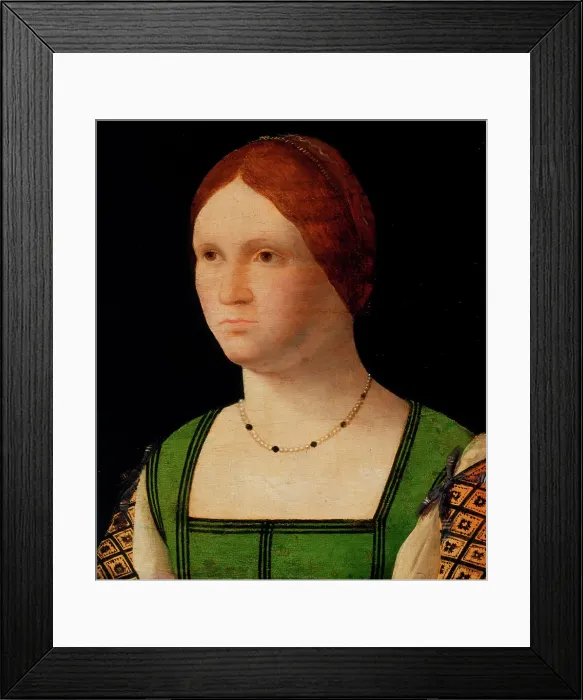 Framed Print : Portrait of a Young Woman, c1500. Creator: Francesco Bissolo Framed Print : Portrait of a Young Woman, c1500. Creator: Francesco Bissolo