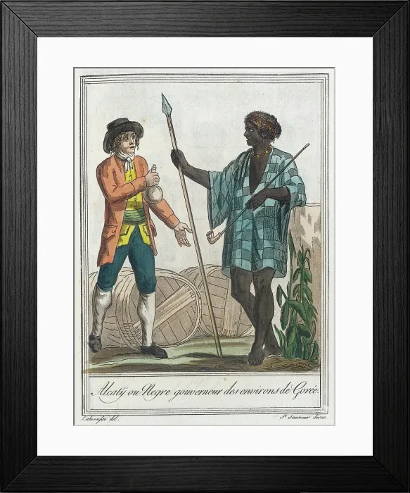 Framed Print : Costumes de Différents Pays, Alcatÿ ou Negre Gouverneur des Environs de Gorée, c1797. Creator: Jacques Grasset de Saint-Sauveur Framed Print : Costumes de Différents Pays, Alcatÿ ou Negre Gouverneur des Environs de Gorée, c1797. Creator: Jacques Grasset de Saint-Sauveur