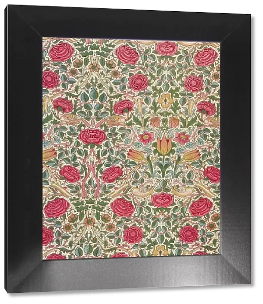 Textile, Rose, Designed 1883. Creator: William Morris