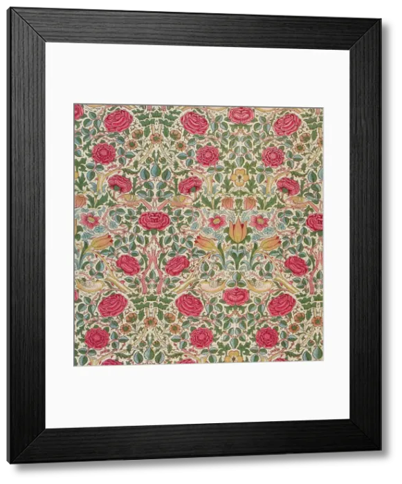 Framed Print : Textile, Rose, Designed 1883. Creator: William Morris Framed Print : Textile, Rose, Designed 1883. Creator: William Morris