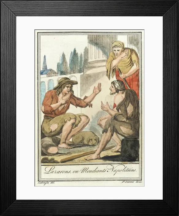 Framed Print : Costumes de Différents Pays, Lazarons, ou Mendiants Napolitains, c1797. Creator: Jacques Grasset de Saint-Sauveur Framed Print : Costumes de Différents Pays, Lazarons, ou Mendiants Napolitains, c1797. Creator: Jacques Grasset de Saint-Sauveur