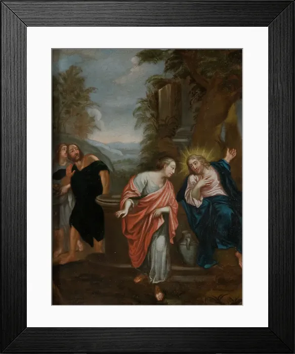 Framed Print : Christ and the Samaritan woman, unknown date. Creator: Anon Framed Print : Christ and the Samaritan woman, unknown date. Creator: Anon
