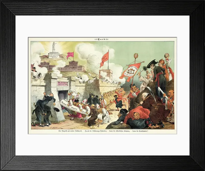 Framed Print : Cartoon from Puck, between 1880 and 1889. Creators: Joseph Keppler, Bernhard Gillam Framed Print : Cartoon from Puck, between 1880 and 1889. Creators: Joseph Keppler, Bernhard Gillam