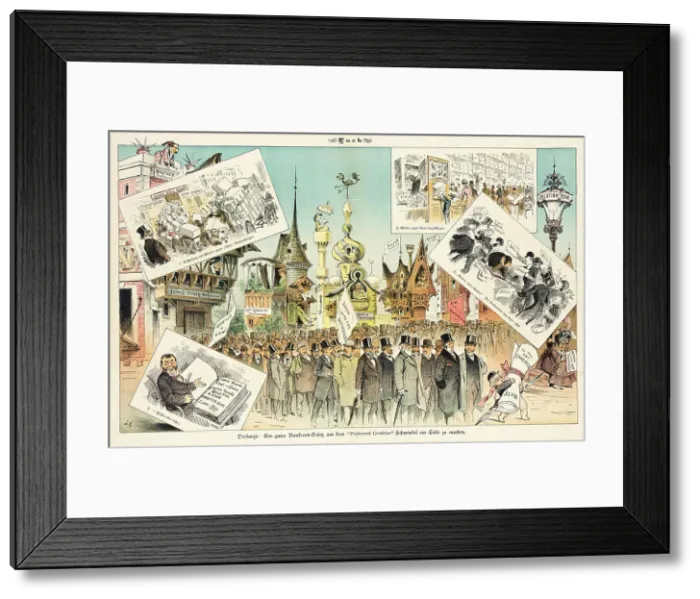 Framed Print : Cartoon from Puck, between 1880 and 1889. Creators: Joseph Keppler, Bernhard Gillam Framed Print : Cartoon from Puck, between 1880 and 1889. Creators: Joseph Keppler, Bernhard Gillam