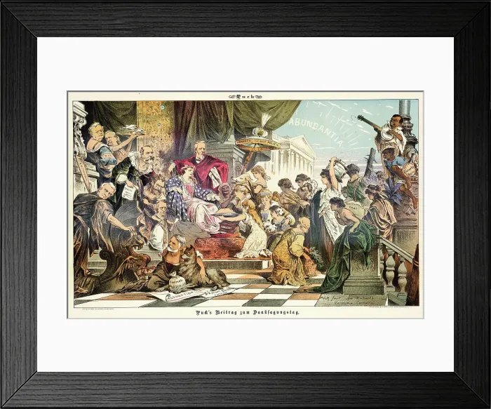 Framed Print : Cartoon from Puck, between 1880 and 1889. Creators: Joseph Keppler, Bernhard Gillam Framed Print : Cartoon from Puck, between 1880 and 1889. Creators: Joseph Keppler, Bernhard Gillam