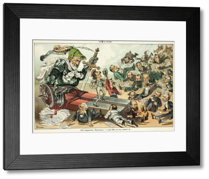 Framed Print : Cartoon from Puck, between 1880 and 1889. Creators: Joseph Keppler, Bernhard Gillam Framed Print : Cartoon from Puck, between 1880 and 1889. Creators: Joseph Keppler, Bernhard Gillam