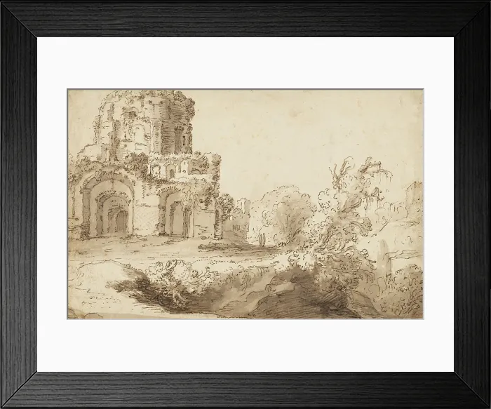 Framed Print : Landscape with ancient ruins, unknown date. Creator: Anon Framed Print : Landscape with ancient ruins, unknown date. Creator: Anon