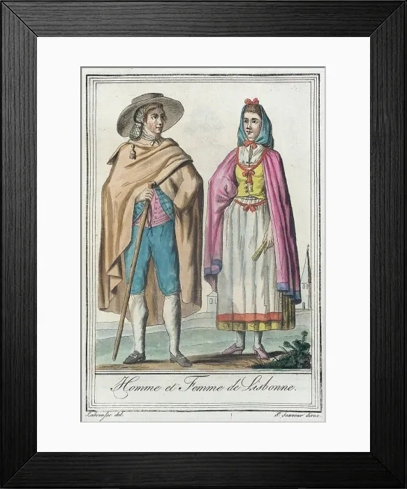 Framed Print : Costumes de Différents Pays, Homme et Femme de Lisbonne, c1797. Creator: Jacques Grasset de Saint-Sauveur Framed Print : Costumes de Différents Pays, Homme et Femme de Lisbonne, c1797. Creator: Jacques Grasset de Saint-Sauveur