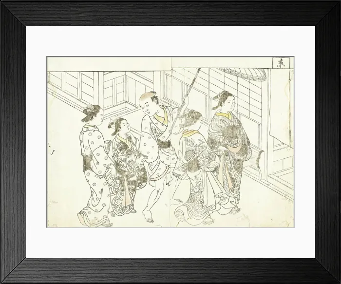 Framed Print : Courtesans on Procession from Ehon tokiwagusa (Eternal Flowers, A Picture Book.), 1730. Creator: Nishikawa Sukenobu Framed Print : Courtesans on Procession from Ehon tokiwagusa (Eternal Flowers, A Picture Book.), 1730. Creator: Nishikawa Sukenobu