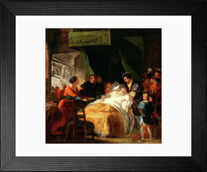 Framed Print : The Death of Leonardo da Vinci in the Arms of François I, c1781. Creator: Francois Guillaume Menageot Framed Print : The Death of Leonardo da Vinci in the Arms of François I, c1781. Creator: Francois Guillaume Menageot