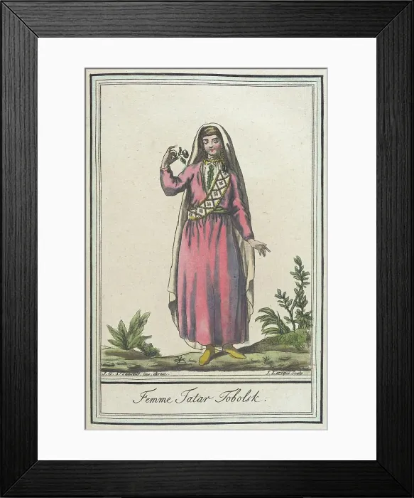 Framed Print : Costumes de Différents Pays, Femme Tatar Tobolsk, c1797. Creator: Jacques Grasset de Saint-Sauveur Framed Print : Costumes de Différents Pays, Femme Tatar Tobolsk, c1797. Creator: Jacques Grasset de Saint-Sauveur