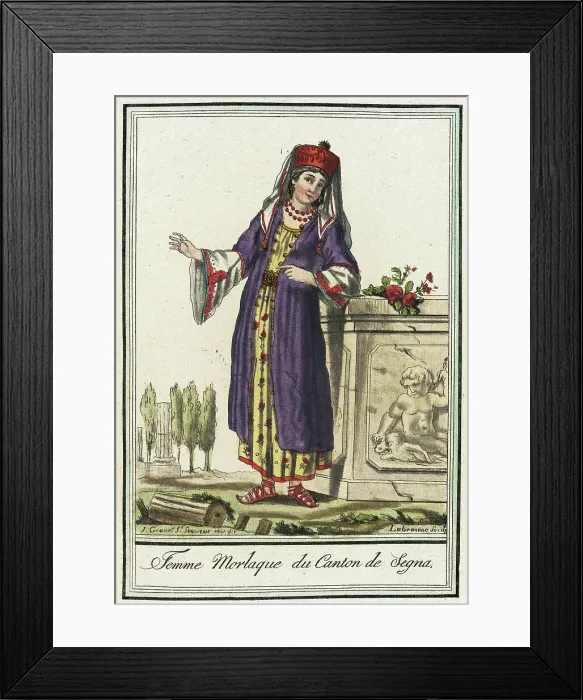 Framed Print : Costumes de Différents Pays, Femme Morlaque du Canton de Segna, c1797. Creator: Jacques Grasset de Saint-Sauveur Framed Print : Costumes de Différents Pays, Femme Morlaque du Canton de Segna, c1797. Creator: Jacques Grasset de Saint-Sauveur
