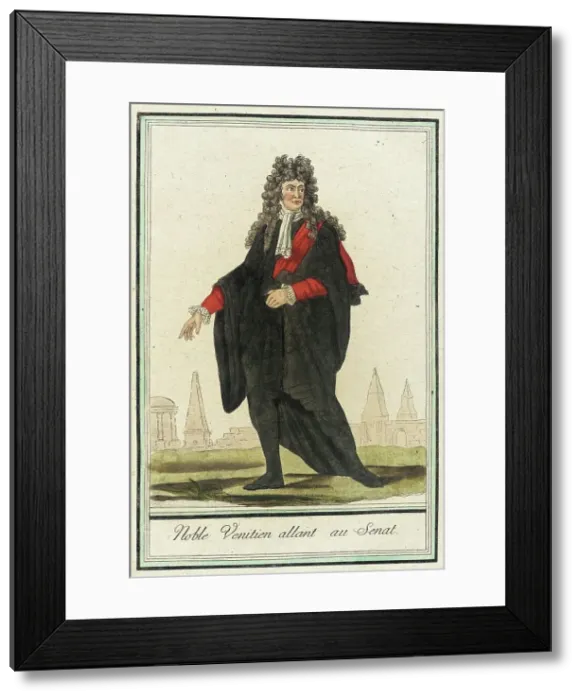 Framed Print : Costumes de Différent Pays, Noble Venitien Allant au Senat, c1797. Creator: Jacques Grasset de Saint-Sauveur Framed Print : Costumes de Différent Pays, Noble Venitien Allant au Senat, c1797. Creator: Jacques Grasset de Saint-Sauveur