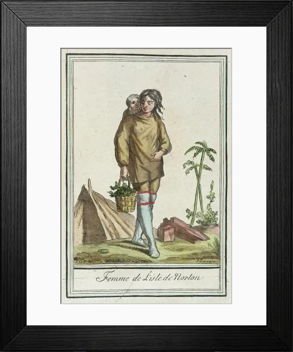 Framed Print : Costumes de Différents Pays, Femme de l'Isle de Norton, c1797. Creator: Jacques Grasset de Saint-Sauveur Framed Print : Costumes de Différents Pays, Femme de l'Isle de Norton, c1797. Creator: Jacques Grasset de Saint-Sauveur