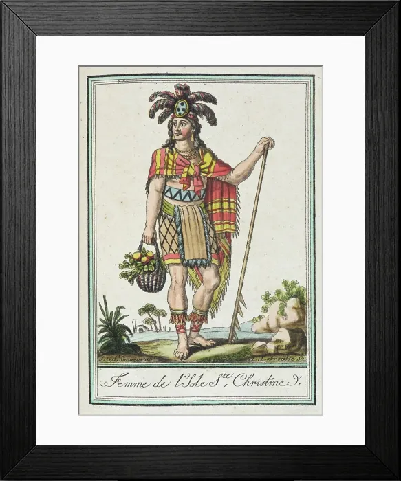 Framed Print : Costumes de Différents Pays, Femme de l'Isle Ste. Christine, c1797. Creator: Jacques Grasset de Saint-Sauveur Framed Print : Costumes de Différents Pays, Femme de l'Isle Ste. Christine, c1797. Creator: Jacques Grasset de Saint-Sauveur