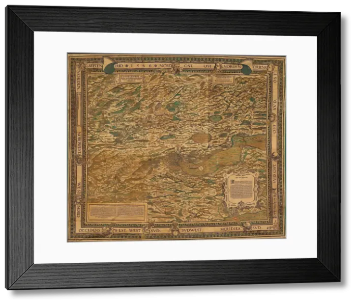 Framed Print : Map of the Zurich area, 1566. Creator: Murer, Jos (1530-1580) Framed Print : Map of the Zurich area, 1566. Creator: Murer, Jos (1530-1580)
