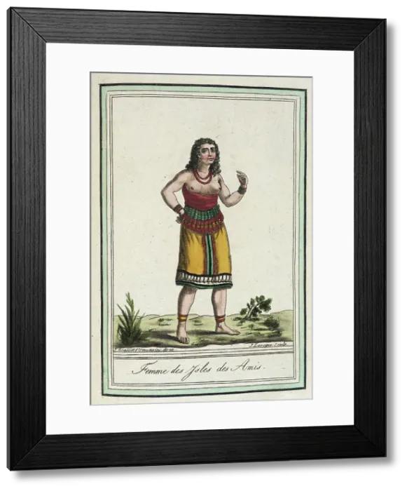 Framed Print : Costumes de Différents Pays, Femme des Ysles des Amis, c1797. Creator: Jacques Grasset de Saint-Sauveur Framed Print : Costumes de Différents Pays, Femme des Ysles des Amis, c1797. Creator: Jacques Grasset de Saint-Sauveur