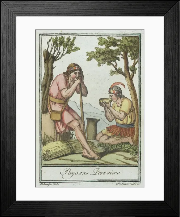 Framed Print : Costumes de Différents Pays, Paysans Peruviens, c1797. Creator: Jacques Grasset de Saint-Sauveur