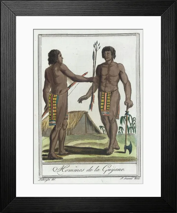 Framed Print : Costumes de Différents Pays, Hommes de la Guÿane, c1797. Creator: Jacques Grasset de Saint-Sauveur Framed Print : Costumes de Différents Pays, Hommes de la Guÿane, c1797. Creator: Jacques Grasset de Saint-Sauveur
